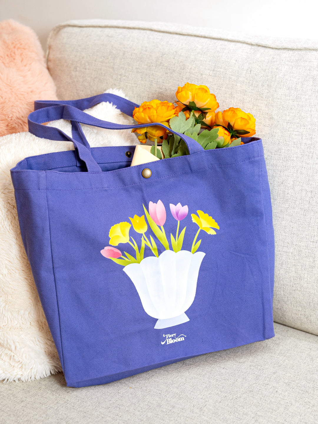 Pink and Purple Floral Canvas Tote Bags Bundle