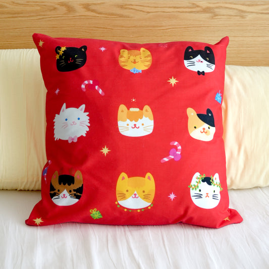 Festive Cats Pattern Pillow Covers