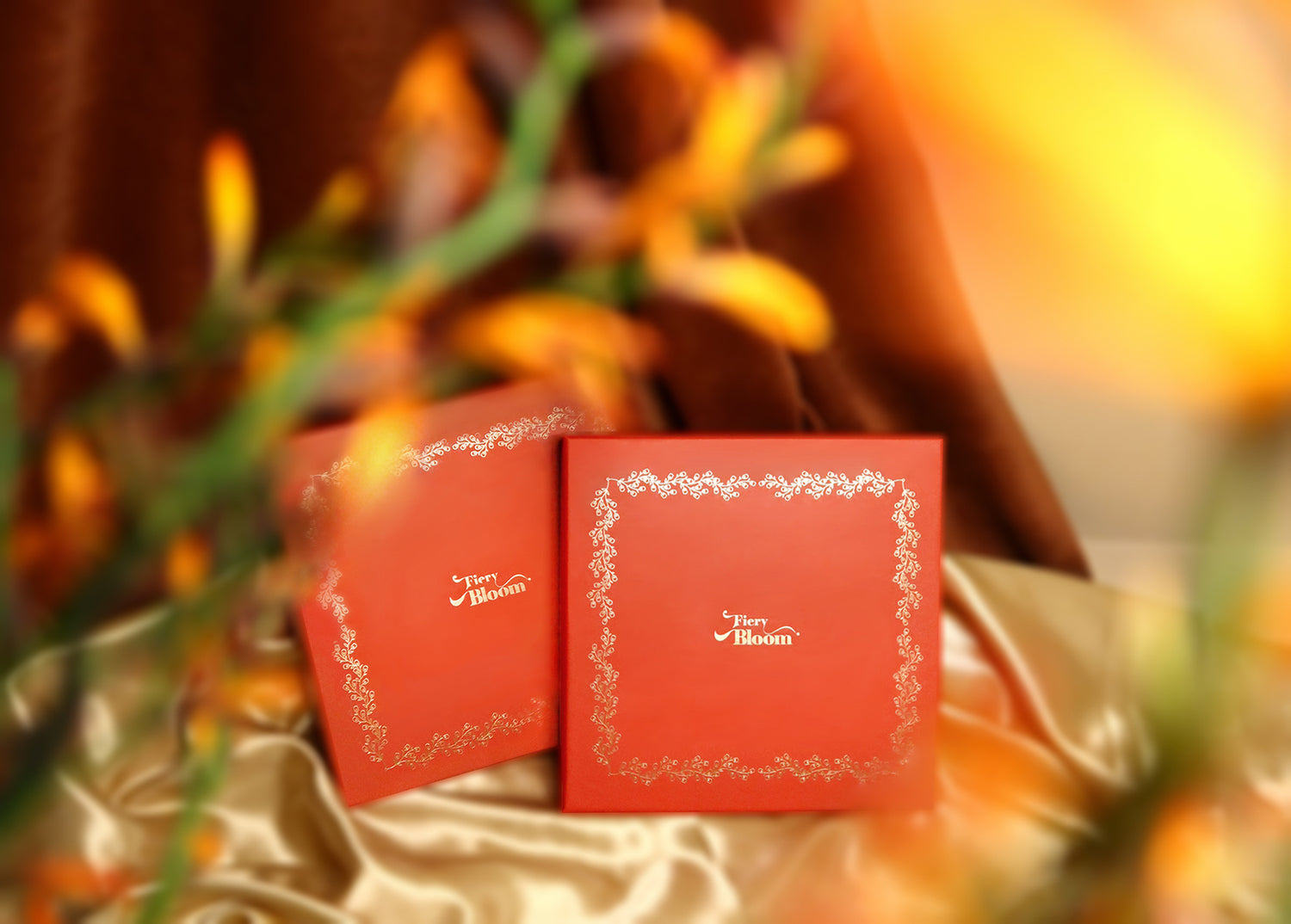 silk scarves gift box package fierybloom