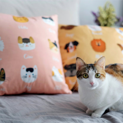 Cats and Dogs Throw Pillow Cover