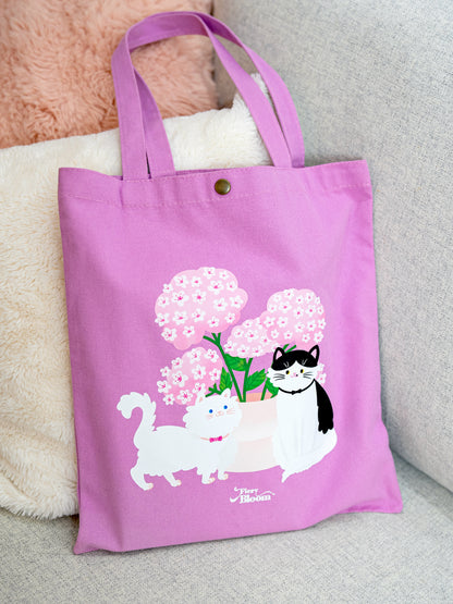 Cute Cat Canvas Tote Bag - Pink