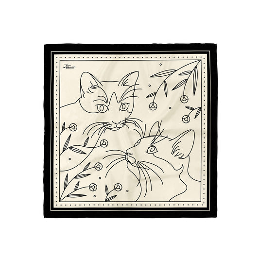 Kittens with Flowers / Pearl - Silk Scarf